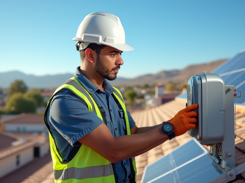 Specialist technician analyzing service meters
